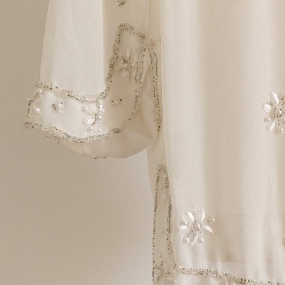 Sfera Elegant Beaded Off-white Chic Blouse - Size S - Picture 12 of 14